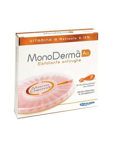 MonoDermà A15 Esfoliante antirughe - Vitamina A Retinolo 0,15% 28 Soft Vegicaps da 0,5 ml (MonoDermoDose uso esterno)
