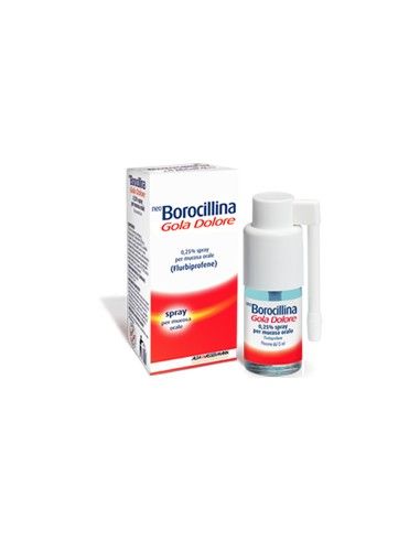 Neo Borocillina Gola Dolore Spray per Mucosa Orale - 0,25% Flurbiprofene Flacone da 15 ml