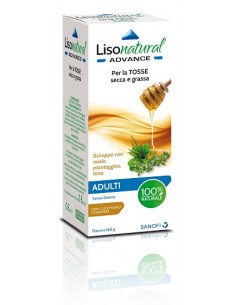 LisoNatural Advance Sciroppo Adulti - Per la Tosse Secca e Grassa Flacone da 180 g (pari a circa 133 ml) con cucchiaino dosatore